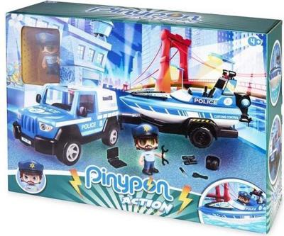 Famosa Pinypon - politiewagen met trailer, boot en speelfiguur Famosa Pinypon - politiewagen met trailer, boot en speelfiguur