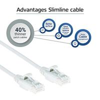 ACT Witte 7 meter LSZH U/UTP CAT6 datacenter slimline patchkabel snagless met RJ45 connectoren - thumbnail