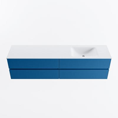 MONDIAZ VICA 190cm badmeubel onderkast Jeans 4 lades. Wastafel CLOUD rechts zonder kraangat, kleur Talc.