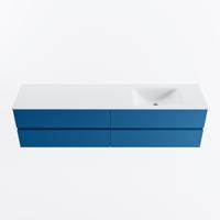 MONDIAZ VICA 190cm badmeubel onderkast Jeans 4 lades. Wastafel CLOUD rechts zonder kraangat, kleur Talc. - thumbnail