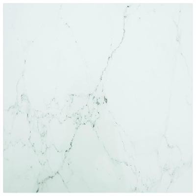 Tafelblad marmerontwerp 6 mm 70x70 cm gehard glas wit