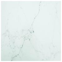 Tafelblad marmerontwerp 6 mm 70x70 cm gehard glas wit - thumbnail