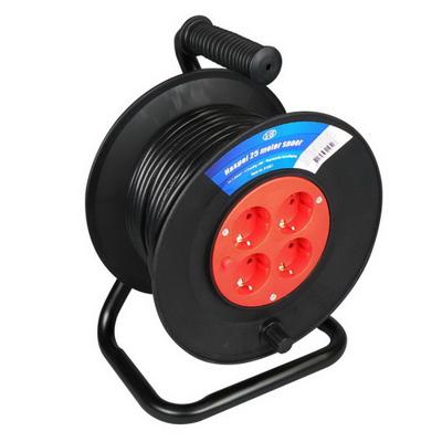 Haspel 25 meter 4V 3 x 1,0 mm2 met randaarde en thermische beveiliging