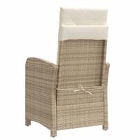 Tuinstoelen 2 st verstelbaar met kussens poly rattan beige - thumbnail