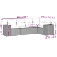 5-delige Loungeset met kussens poly rattan bruin - thumbnail