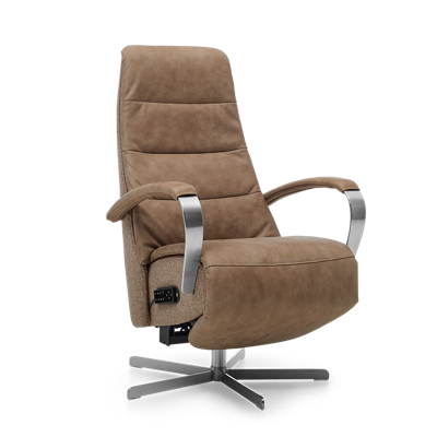 Relaxstoel C-100 Bruin Stof en Leer Relaxstoel C-100 Bruin Stof en Leer