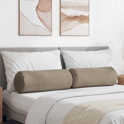 Bolster Kussens 2 pcs Taupe 25 x 70 cm Microvezel Stof Bolster Kussens 2 pcs Taupe 25 x 70 cm Microvezel Stof