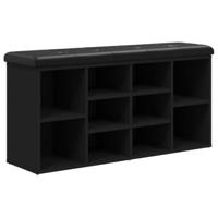 Schoenenbank 102x32x50 cm bewerkt hout zwart - thumbnail
