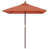 Parasol met houten paal 198x198x231 cm terracottakleurig - thumbnail