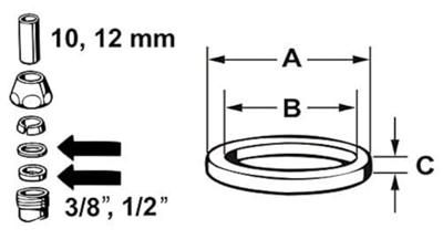 Cornat Dichting +Messing Ring 3/8X10 (2St) - TEC317382 Cornat Dichting +Messing Ring 3/8X10 (2St) - TEC317382