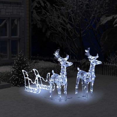 VidaXL Kerstversiering rendieren en slee 160 led's 130 cm acryl VidaXL Kerstversiering rendieren en slee 160 led's 130 cm acryl