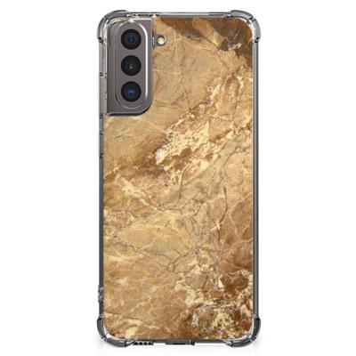 Samsung Galaxy S21 Anti-Shock Hoesje Marmer Creme Samsung Galaxy S21 Anti-Shock Hoesje Marmer Creme