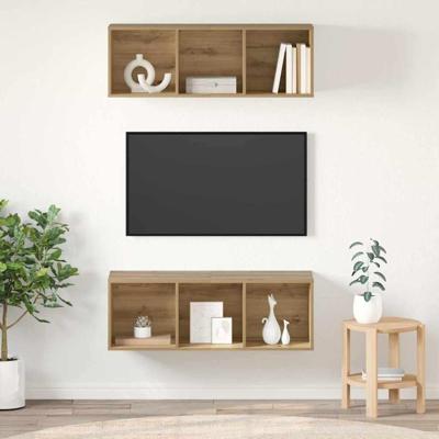 Wandgemonteerde TV-kasten 2 pcs artisanaal eikenkleurig