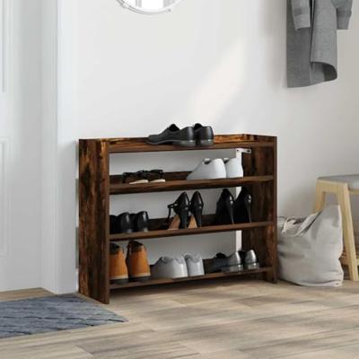 VidaXL Schoenenrek 80x25x62 cm bewerkt hout gerookt eikenkleurig VidaXL Schoenenrek 80x25x62 cm bewerkt hout gerookt eikenkleurig