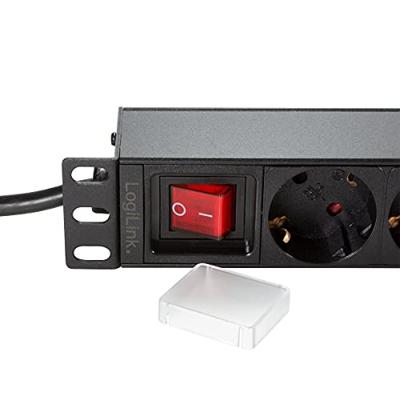 LogiLink PDU9C02 19 inch Stekkerdoos voor patchkast 1 HE Geaarde contactdoos Met schakelaar Zwart