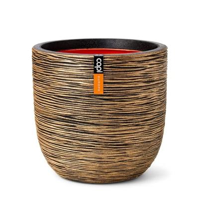 Capi nature bol rib nl kunststof bloempot 43x41 cm zwart, goud