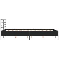 Bedframe LED bewerkt hout metaal zwart 140x190 cm - thumbnail