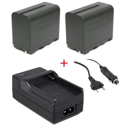 2 x Accu NP-F970 + accu-lader voor LED-lampen en div. Sony videocamera's 2 x Accu NP-F970 + accu-lader voor LED-lampen en div. Sony videocamera's