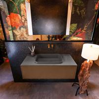 Badkamermeubelset Mondiaz Erin 100 cm met 1 Lade met RIDGE Wastafel Midden Dark grey Zonder Kraangaten Greeploos Mat Rust - thumbnail