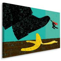 Schilderij - Bananenschil en Superhero, Cartoon, Premium Print op Canvas - thumbnail