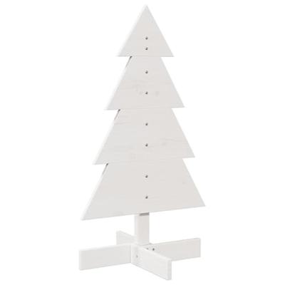 Kerstdecoratie kerstboom 80 cm massief grenenhout wit - thumbnail