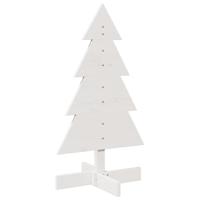 VidaXL Kerstdecoratie kerstboom 80 cm massief grenenhout wit - thumbnail