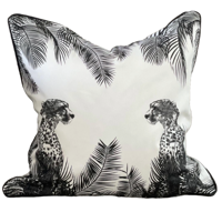 Sierkussen katoen - sierkussen Panthera - sierkussen zwart, grijs & wit 50x50 - thumbnail