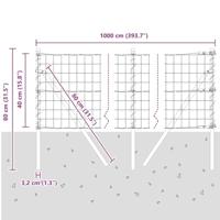 VidaXL Hek met paal zilver 0,4 x 10 m staal en pvc - thumbnail