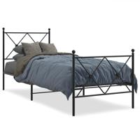 Bedframe met hoofd- en voeteneinde metaal zwart 75x190 cm - thumbnail