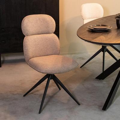 LABEL51 Eetkamerstoel Finn - Truffel grijs - Boucle - Black Frame