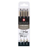 Sakura pigma micron 05 fineliner set, 3 pennen, zwartgrijs - thumbnail