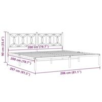 Bedframe met hoofdbord metaal wit 200x200 cm - thumbnail