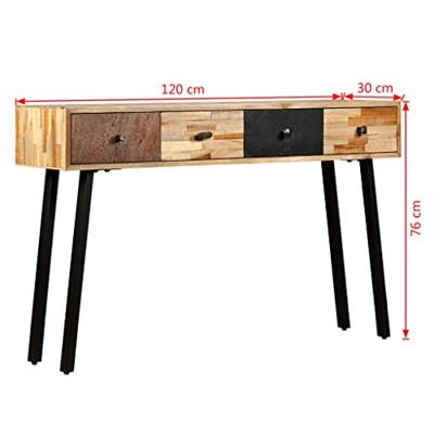 Wandtafel 120x30x76 cm massief gerecycled teakhout