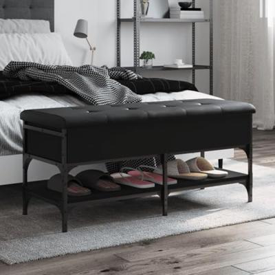 Schoenenbank 102x42x45 cm bewerkt hout zwart