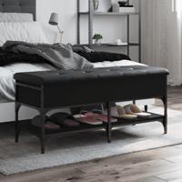 Schoenenbank 102x42x45 cm bewerkt hout zwart - thumbnail