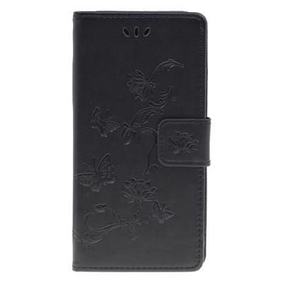 Shop4 - iPhone 11 Hoesje - Wallet Case Bloemen Vlinder Zwart