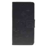 Shop4 - iPhone 11 Hoesje - Wallet Case Bloemen Vlinder Zwart - thumbnail