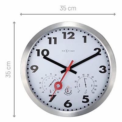 NeXtime NE-4307AR Buitenweerstationklok 35CM Aluminium-Wit Clematis