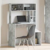 Bureau met schappen 100x45x140 cm bewerkt hout betongrijs - thumbnail