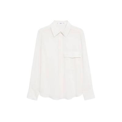 Mango zijden blouse lichtbeige