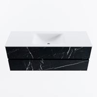 MONDIAZ VICA 130cm badmeubel onderkast Marquina 2 lades. Wastafel CLOUD midden 1 kraangat, kleur Talc. - thumbnail