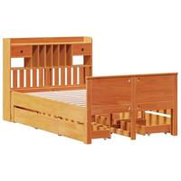 Bed met boekenkast zonder matras grenenhout wasbruin 135x190 cm - thumbnail