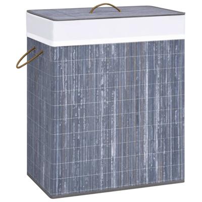 VidaXL Wasmand met 2 vakken 100 l bamboe grijs