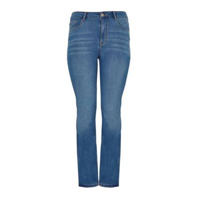 Yoek high waist straight fit jeans lichtblauw