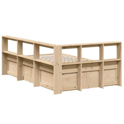 Bed met boekenkast zonder matras massief grenenhout 135x190 cm - thumbnail