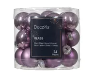 Decoris kerstballen glas 24st lila 2,5cm - thumbnail