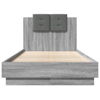 Bedframe met hoofdbord en LED grijs sonoma eiken 160x200 cm
