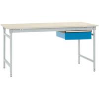 Manuflex BB5251.7035 Compleet bijzettafel basis stationair met melamine schijf + enkele lade, bxdxh: 1500 x 800 x 780 mm Grijs-wit (RAL 7035) - thumbnail