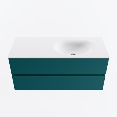 MONDIAZ VICA 110cm badmeubel onderkast Smag 2 lades. Wastafel MOON rechts zonder kraangat, kleur Talc.