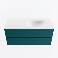 MONDIAZ VICA 110cm badmeubel onderkast Smag 2 lades. Wastafel MOON rechts zonder kraangat, kleur Talc. - thumbnail